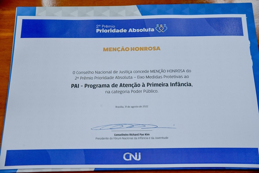 Programa PAI recebe menção honrosa durante o 2º Prêmio Prioridade Absoluta do CNJ