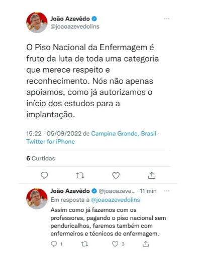 João Azevêdo autoriza estudo para implantar piso de enfermagem na Paraíba: 
