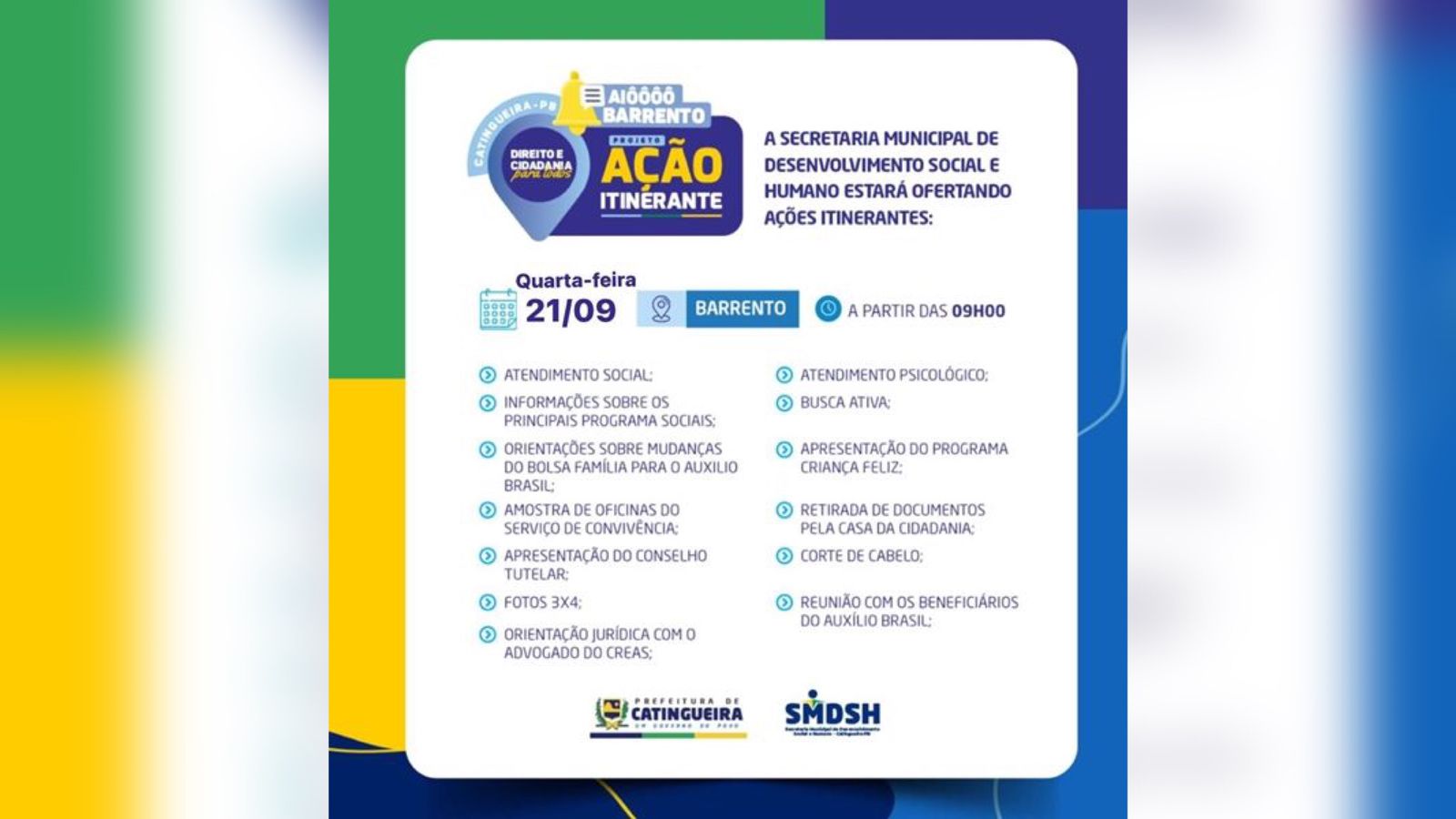 Prefeitura de Catingueira realizará ações na comunidade Barrento, no próximo dia 21