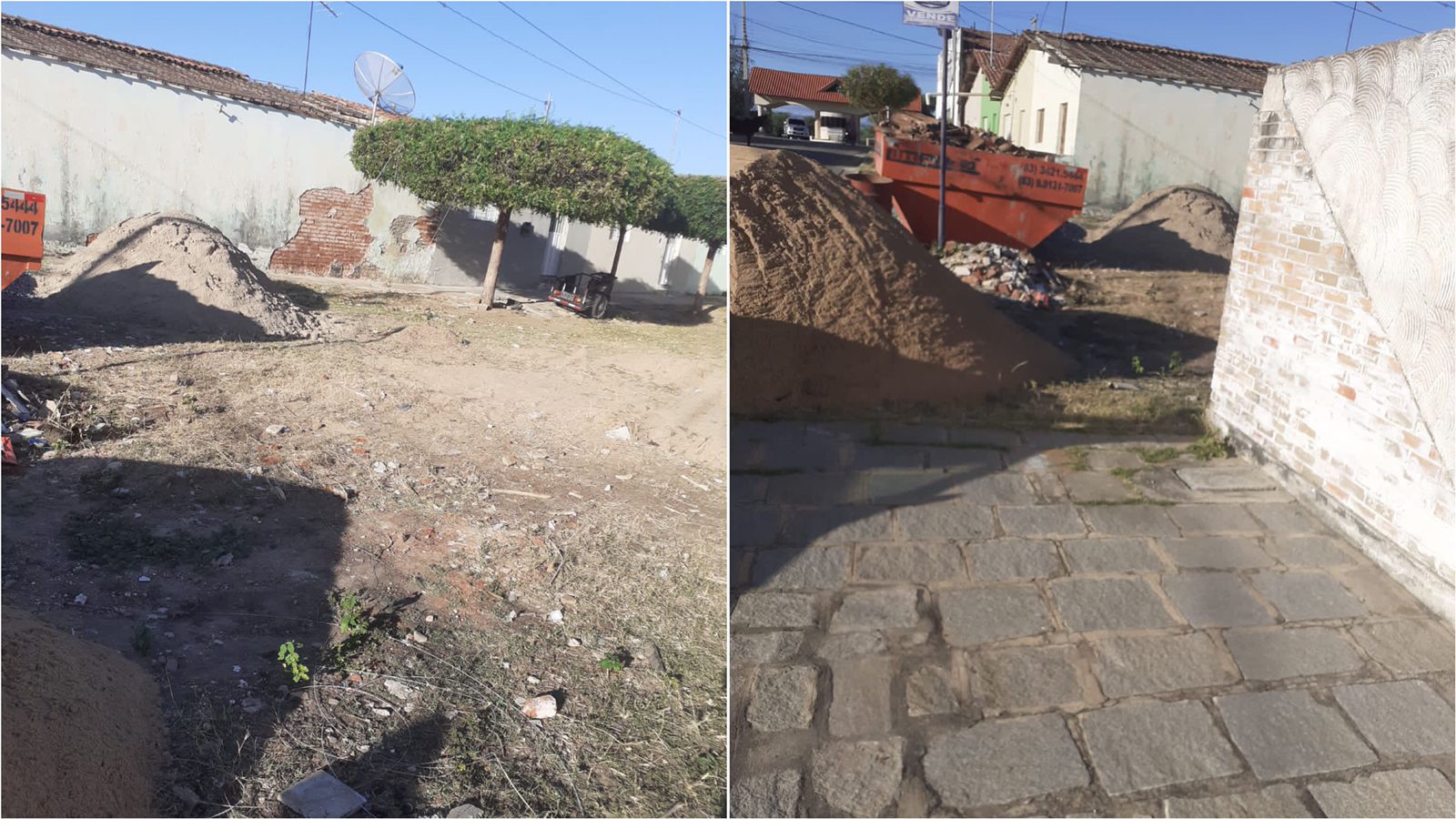 Cidadão patoense se diz incomodado com canteiro de obras e terreno sujo, e pede providências. Contato do Meio Ambiente é disponibilizado