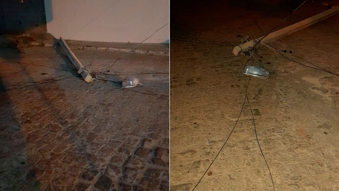 Poste cai no bairro Santo Antônio, em Patos, e moradores temem choque elétrico. Energisa informa que enviou equipes ao local