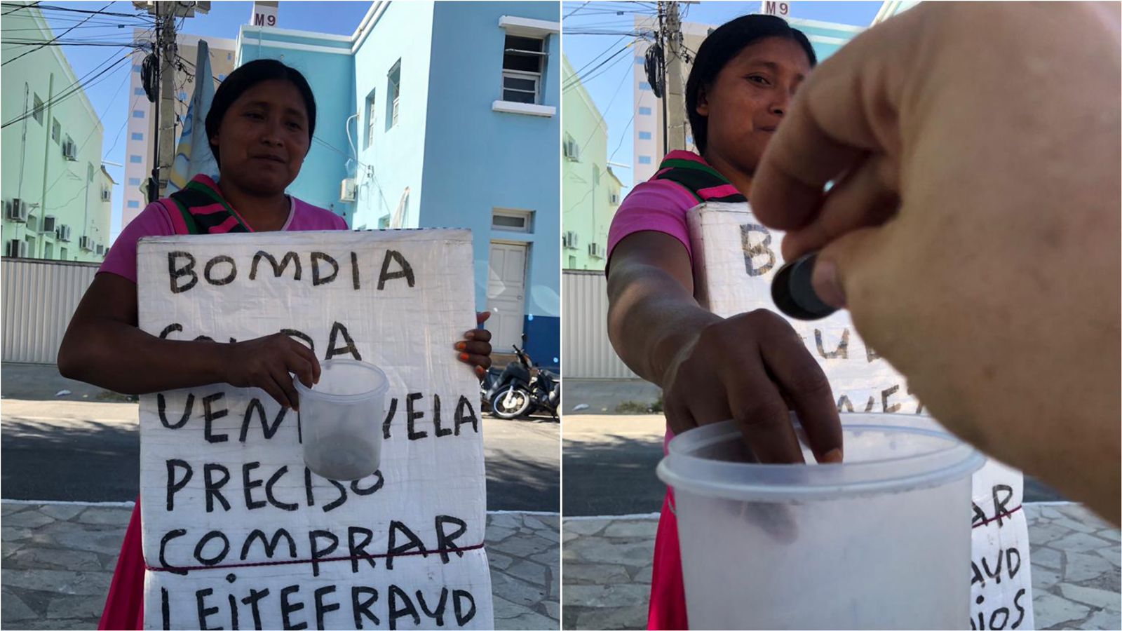 Venezuelanos voltam a ser vistos pedindo ajuda nos semáforos do Centro de Patos