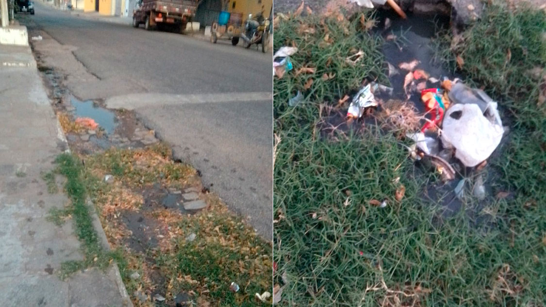 Moradora da Rua Dr. José Genuíno, no bairro da Liberdade, cobra conserto de galeria estourada há mais de três meses. Coordenadora responsável diz que será solucionado
