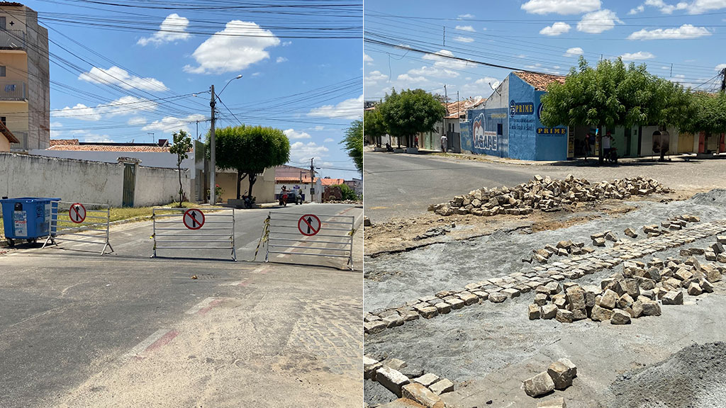 Rua Felipe Camarão, no bairro Santo Antônio, tem trecho interditado para conserto. Veja Vídeo