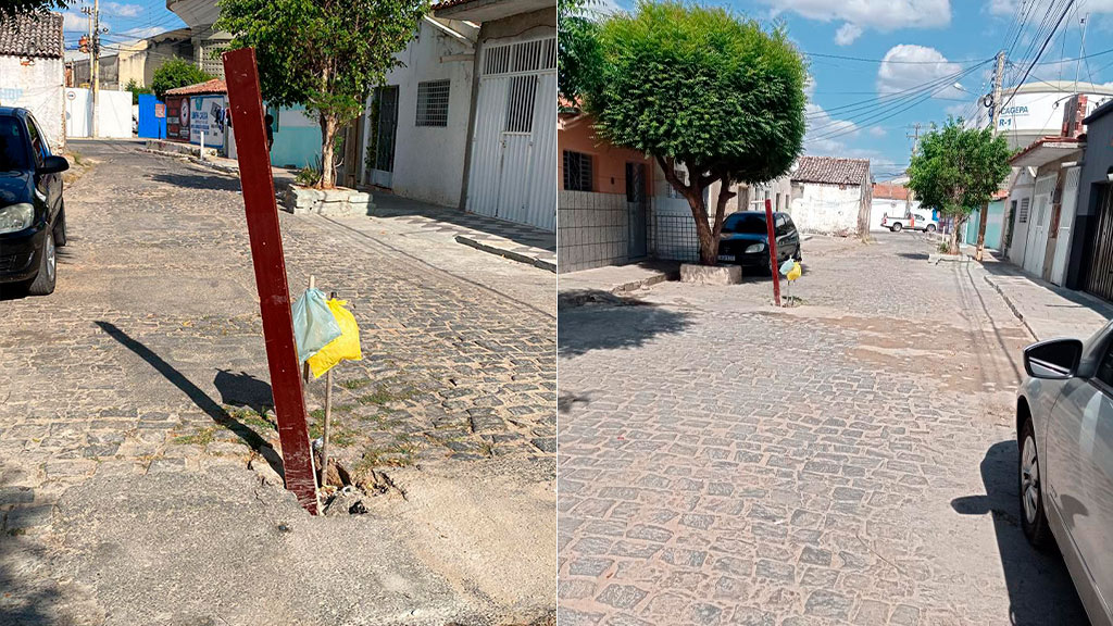 Moradora pede providências com relação a buraco na Travessa Caixa D'água, no bairro da Liberdade. Coordenadora responsável diz que ordem de serviço foi aberta
