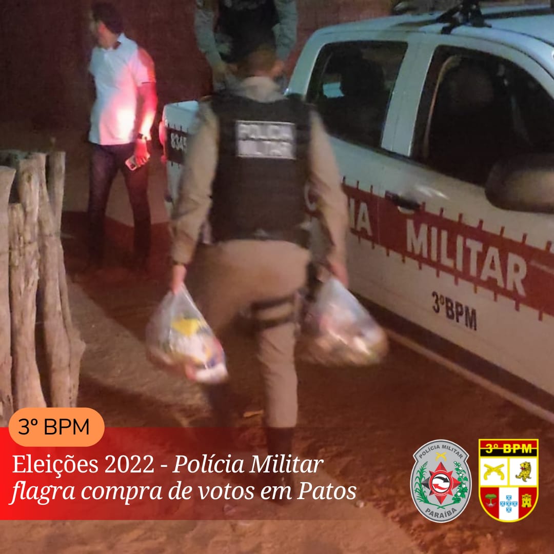 Suposto crime eleitoral em Patos: Polícia Militar apreende mais de 80 cestas básicas que estavam em dois veículos e supostamente seriam doadas em troca de votos