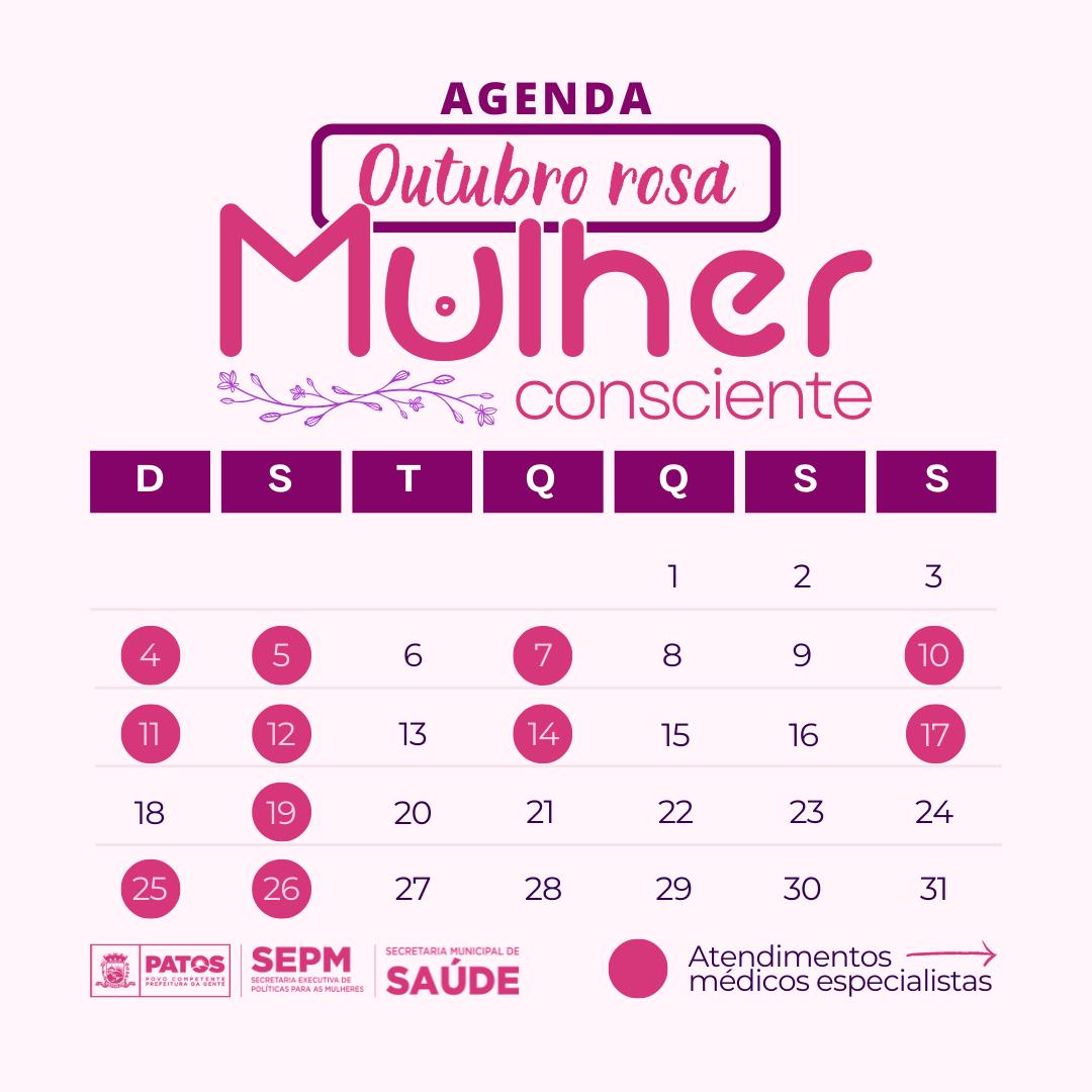 Outubro Rosa 2022: Em Patos, atendimentos especializados para as mulheres começam nesta terça (04). Confira cronograma