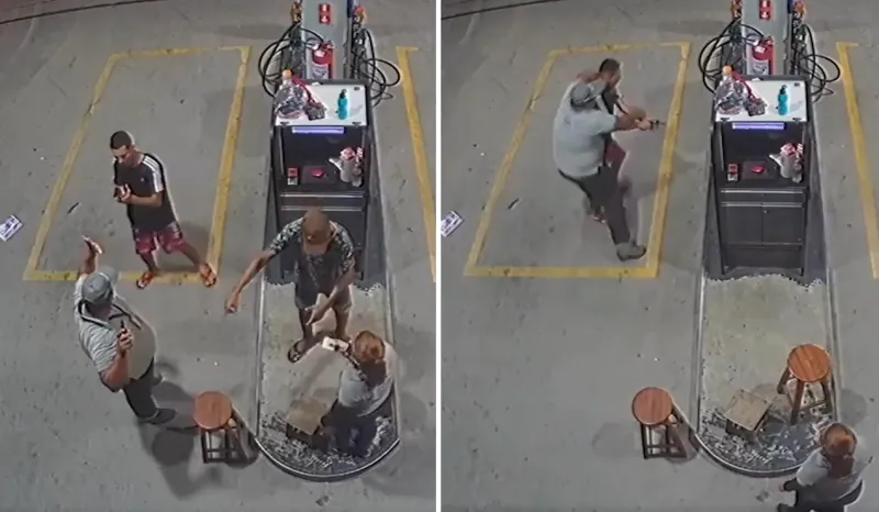 Frentista imobiliza assaltante e evita assalto a posto de combustíveis, na Paraíba. VÍDEO