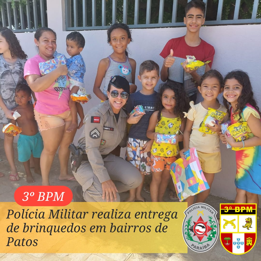 Operação Criança Feliz 2022: Polícia Militar realiza entrega de brinquedo em bairros de Patos-PB
