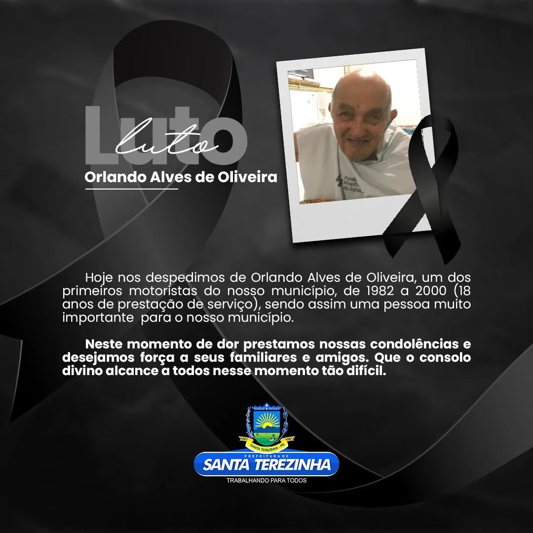 Prefeitura de Santa Terezinha emite Nota de Pesar pelo falecimento de funcionário aposentado 
