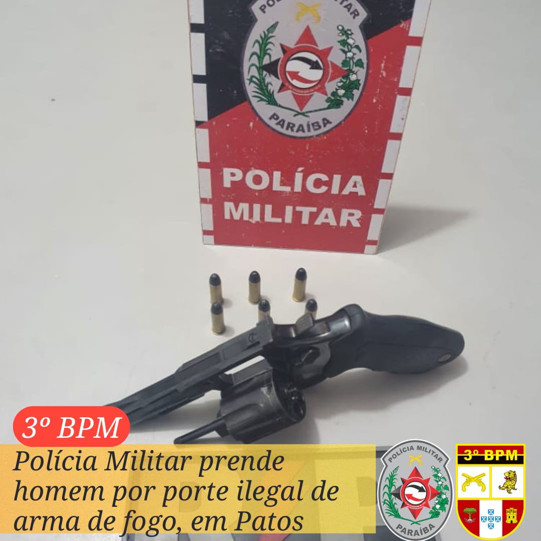 Polícia Militar prende homem por porte ilegal de arma de fogo nesta quinta-feira (27), em Patos