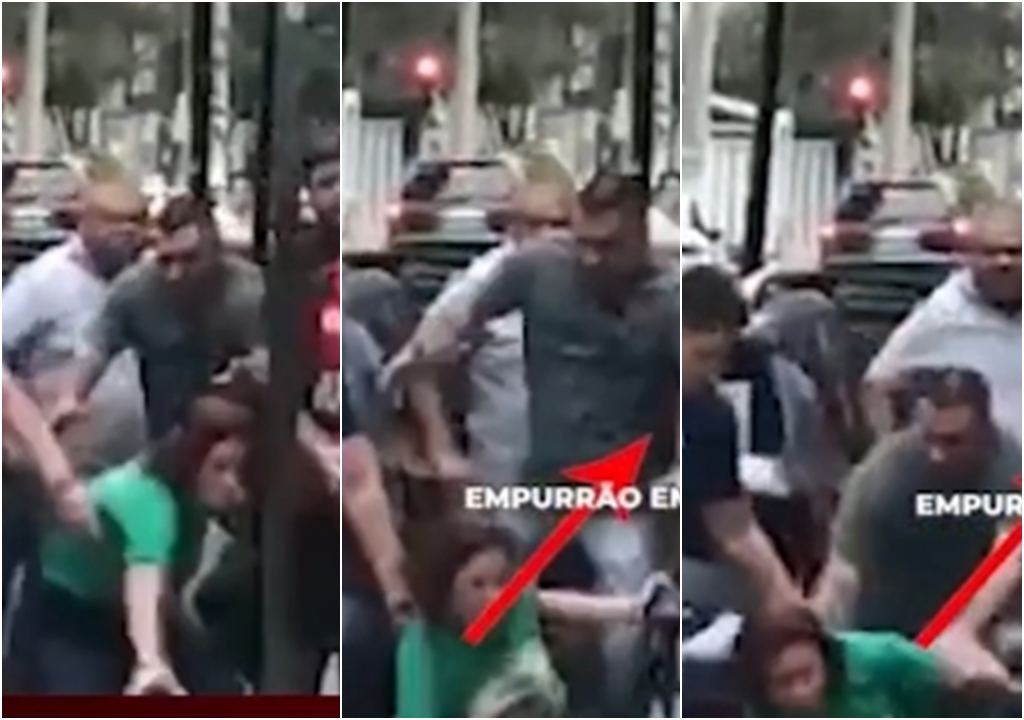Carla Zambelli divulga vídeo do momento da agressão que sofreu antes de reagir e perseguir um dos agressores. VEJA O VÍDEO