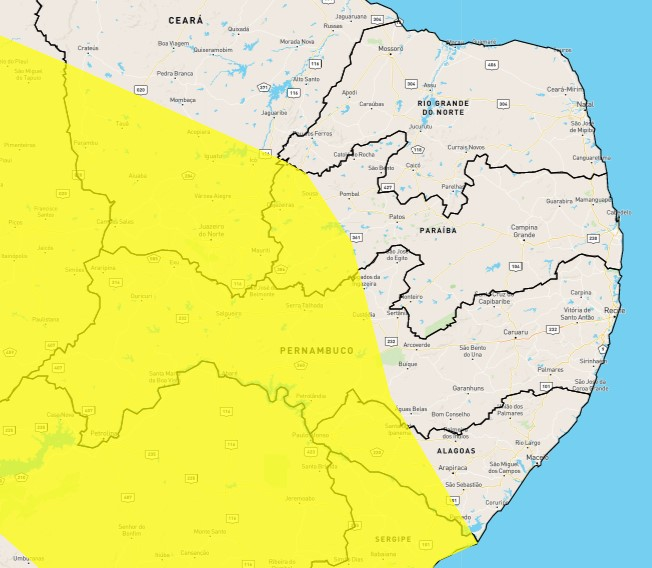 Inmet emite alerta de chuvas fortes com risco de alagamentos e descargas elétricas em 48 cidades do Sertão