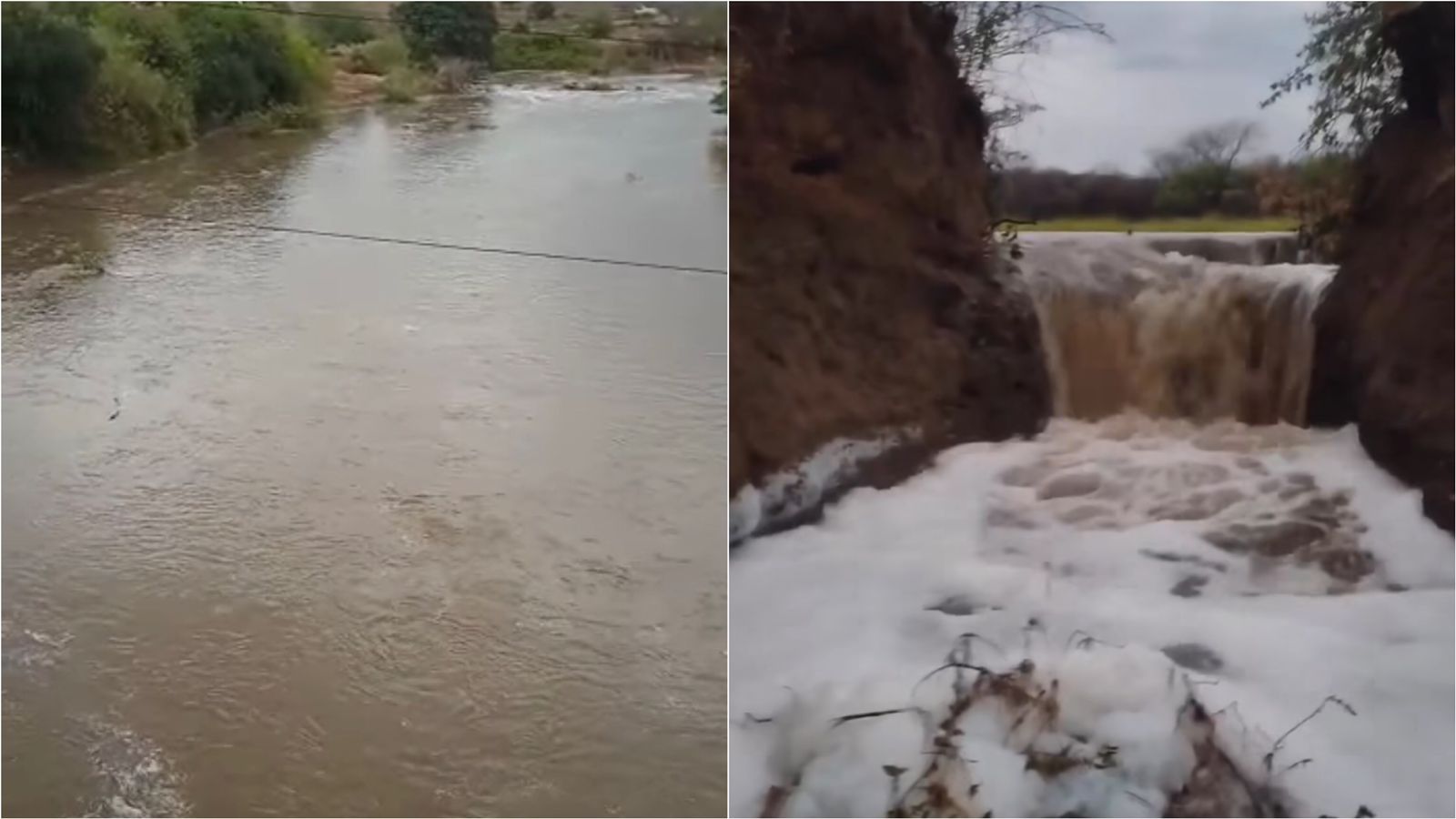 Chove forte no Vale do Piancó e Rio Piancó amanhece em cheia, levando água para o Açude de Coremas; barragem se rompeu em Santana dos Garrotes. VÍDEO