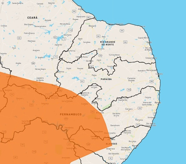 Inmet emite dois alertas de riscos devido a chuvas intensas em 89 municípios da Paraíba; Patos aparece na lista