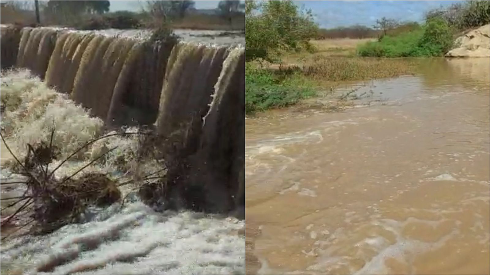 Chove forte na noite desta sexta-feira (04) no Vale do Sabugi e pequenos açudes transbordam. VÍDEO