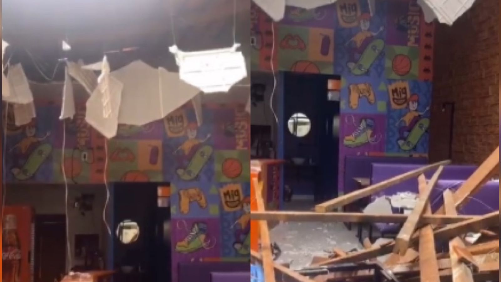 Teto de lanchonete desaba durante a madrugada deste sábado (05), no Centro de Patos. Veja Vídeo