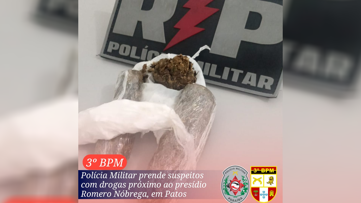 Polícia Militar prende dois indivíduos com drogas nas proximidades do presídio Romero Nóbrega, em Patos