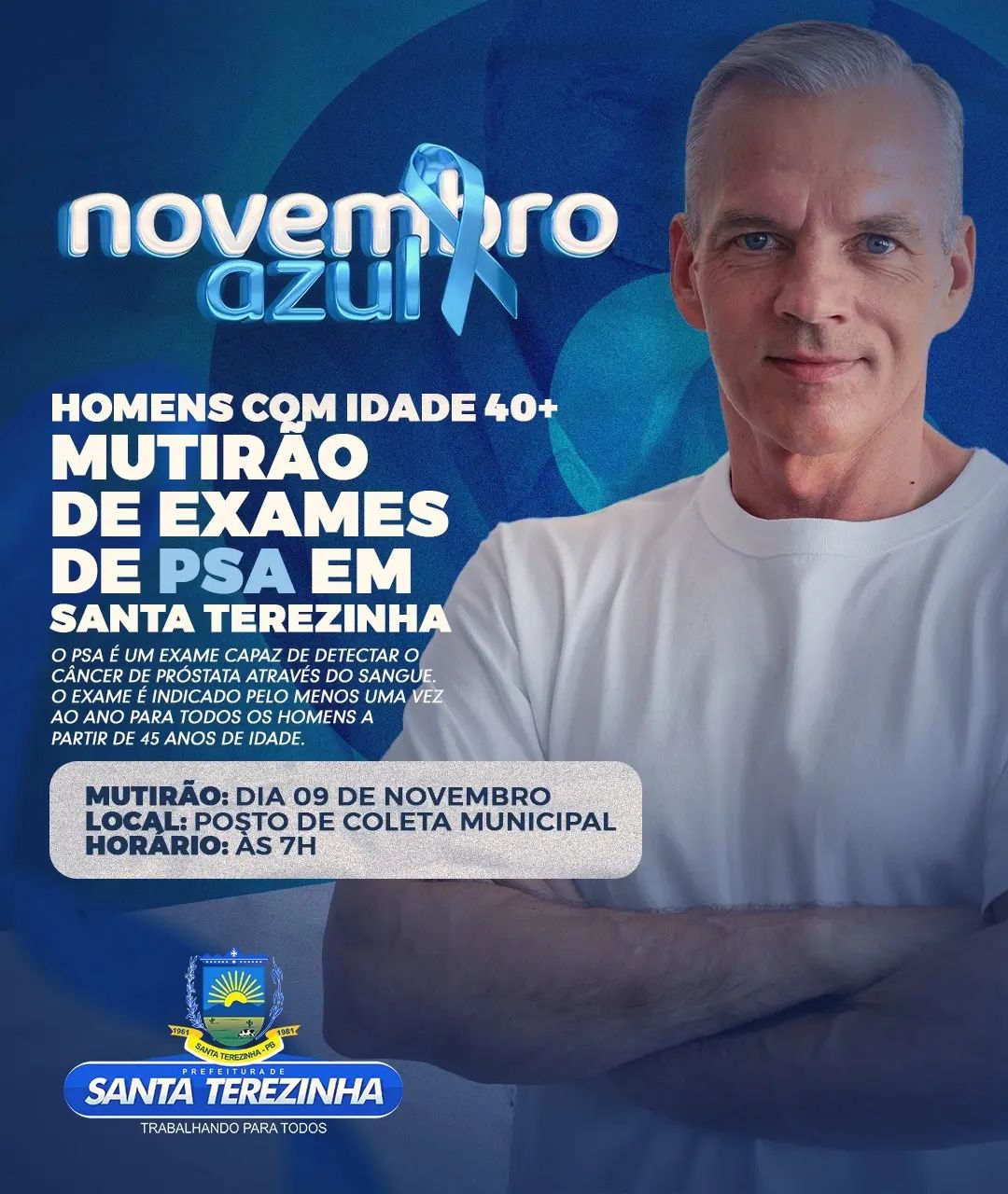 Santa Terezinha lança programação alusiva ao Novembro Azul. Secretária divulga programação e faz convite. Ouça