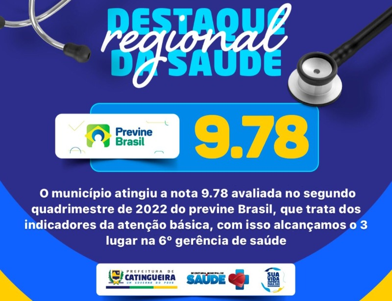 Catingueira se destaca e recebe 3º melhor indicador regional do Ministério da Saúde referente ao Programa Previne Brasil