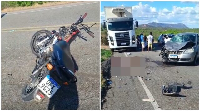 Colisão entre motocicleta e carro deixa um morto e um ferido em trecho da PB-325, em Catolé do Rocha
