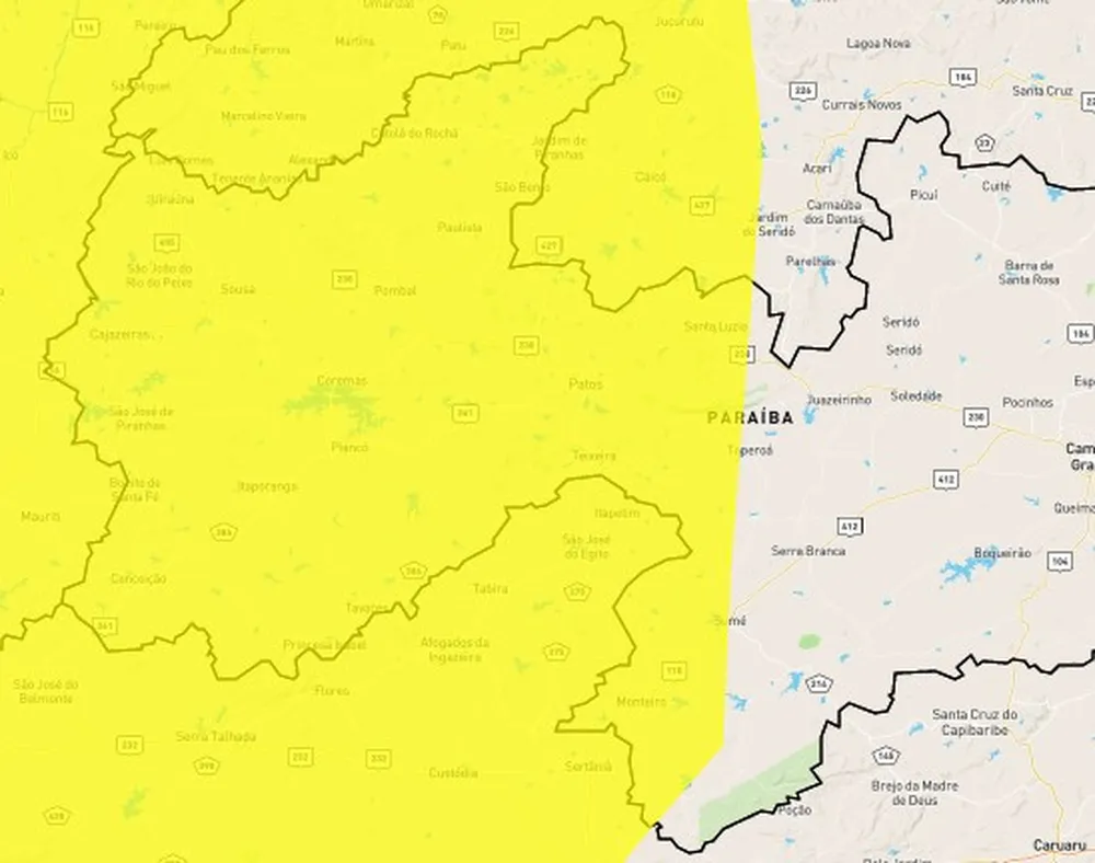 Patos e mais 100 cidades da Paraíba estão sob alerta do Inmet para baixa umidade do ar
