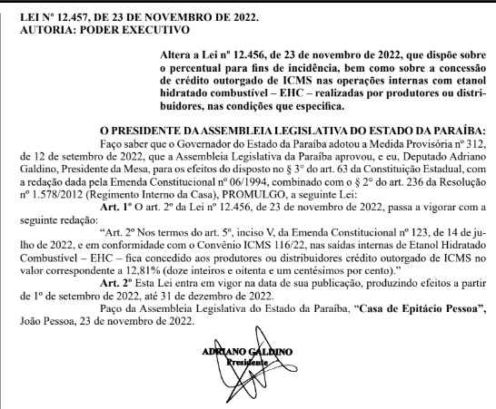 Paraíba reduz carga tributária e preço do etanol deve cair