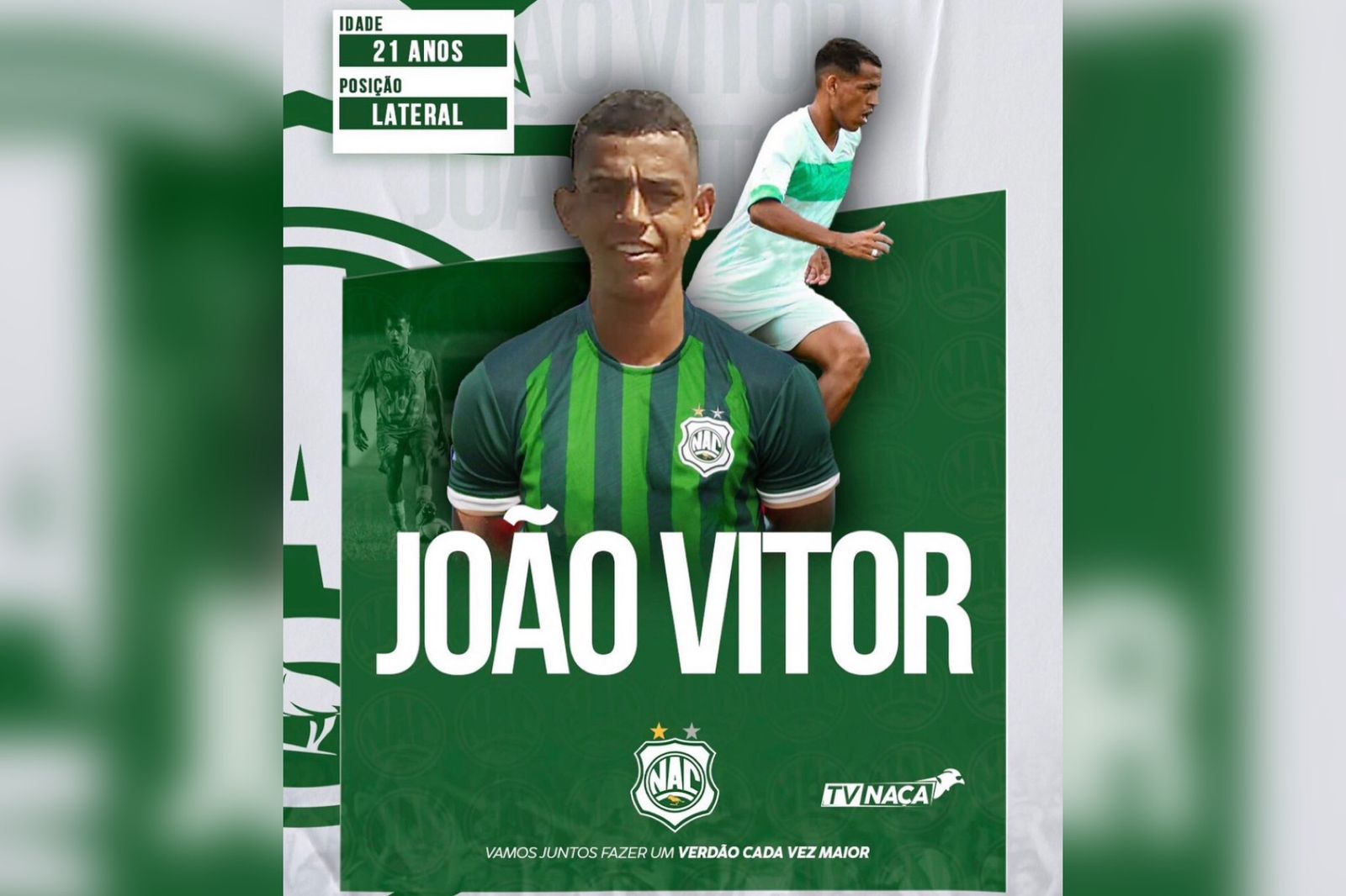 Nacional de Patos confirma mais um reforço para a defesa e anuncia chegada do jovem lateral João Vitor