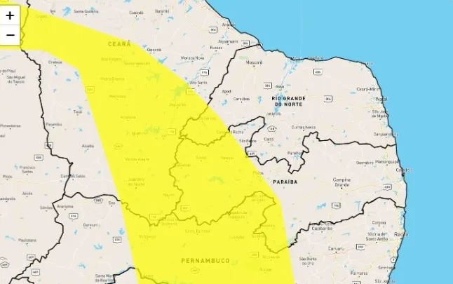 Inmet emite alerta de chuvas intensas para Patos e mais 88 municípios do Sertão. Confira a lista