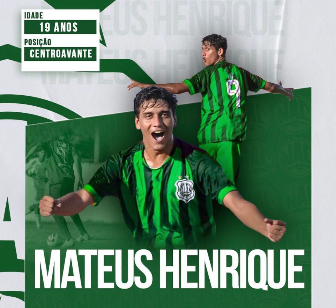 Nacional de Patos anuncia jovem centroavante Mateus Henrique e chega a 26 reforços para a temporada