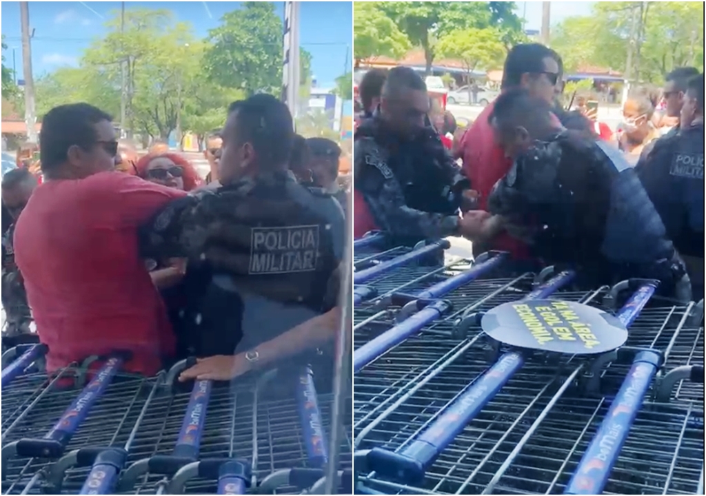 Vídeo mostra o momento da prisão de líder do MLB, após tumulto e confusão em supermercado de João Pessoa. Veja