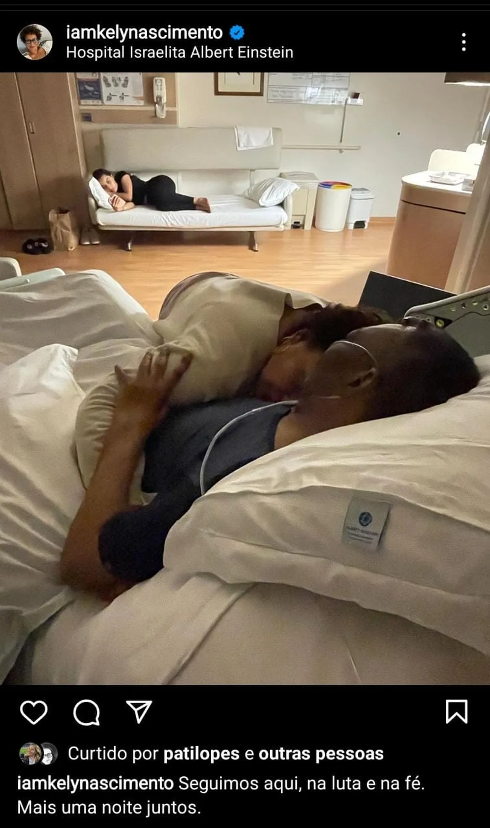 Filha de Pelé publica foto abraçada ao pai no hospital: 