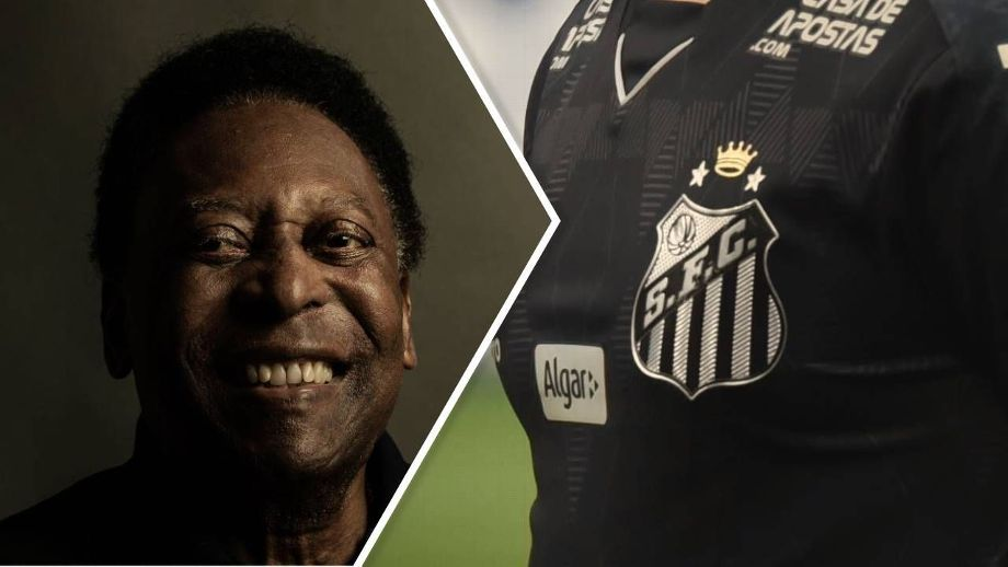 Santos vai homenagear Pelé com coroa acima do escudo da camisa de 2023