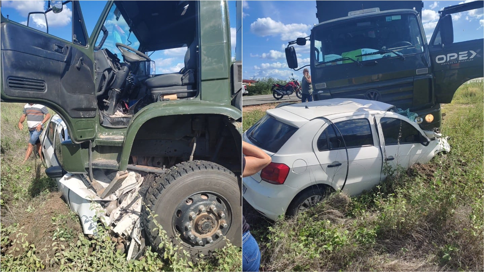 Grave acidente entre caminhão e carro deixa duas pessoas mortas e duas gravemente feridas na BR-230, no município de São Mamede