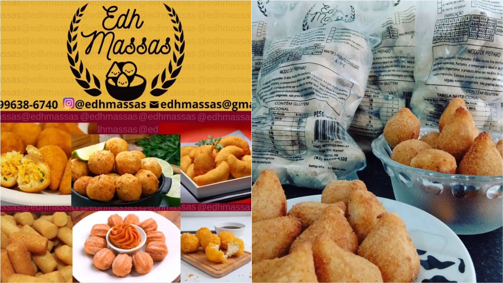 Conheça as delícias da Edh Massas, salgados congelados, sob encomenda e a pronta entrega na cidade de Patos
