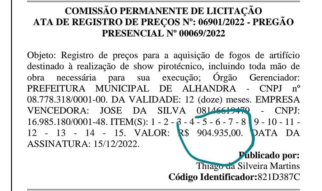 Prefeitura paraibana gasta quase R$ 1 milhão com fogos de artifício para show pirotécnico