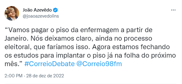 João Azevêdo anuncia pagamento do piso da enfermagem a partir de janeiro