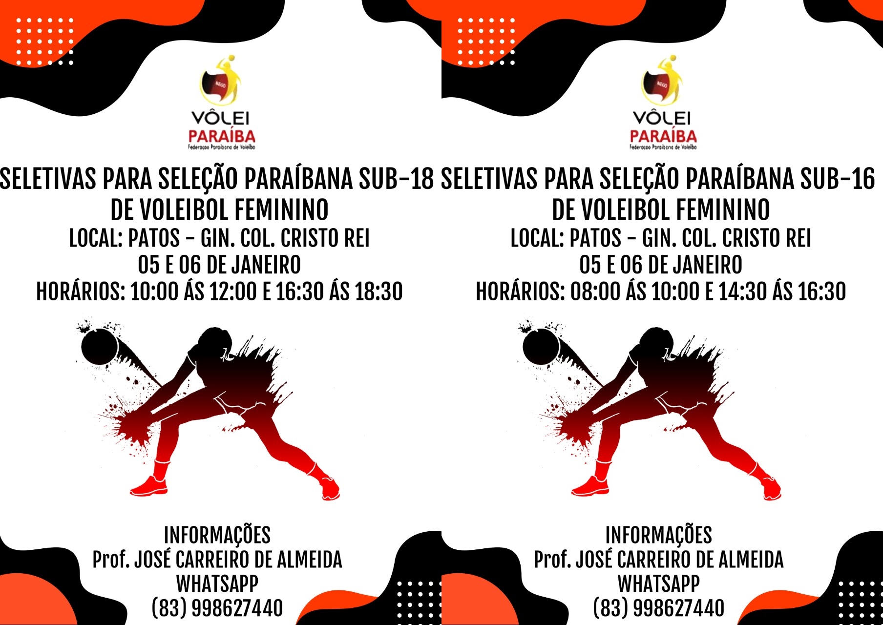 Federação Paraibana de Vôlei realiza seletiva em Patos