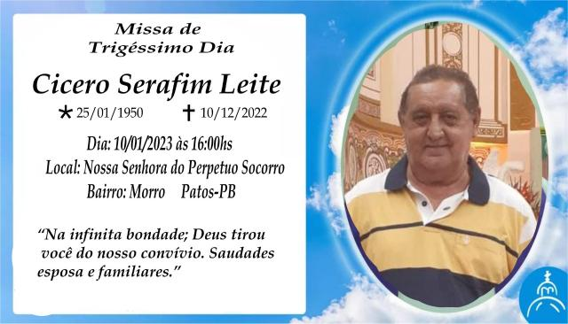 Familiares convidam parentes e amigos para missa de 30º dia do senhor Cícero Serafim Leite