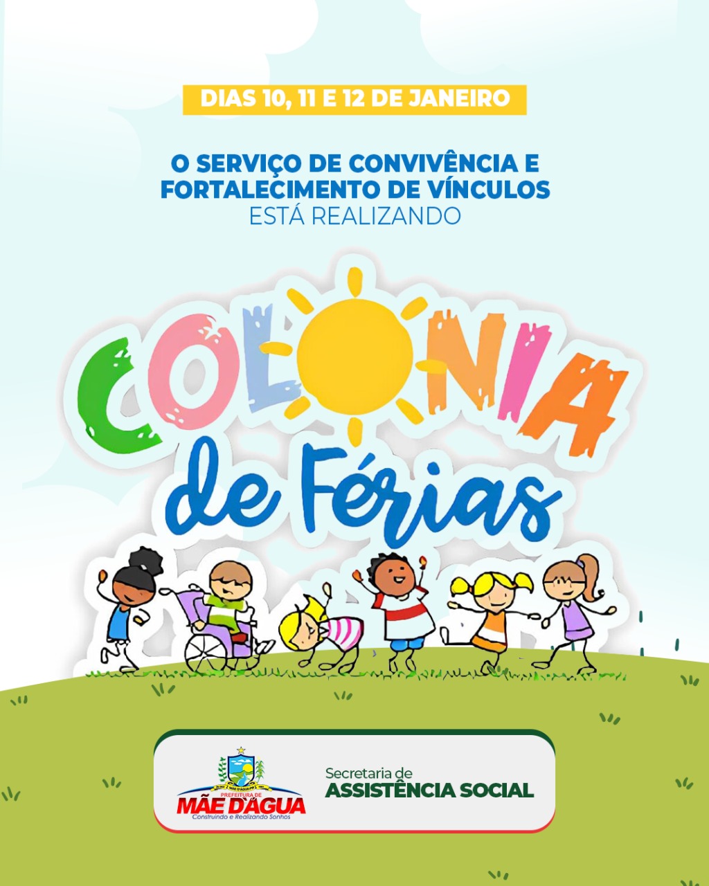 Secretaria de Assistência Social de Mãe d'Água realiza Colônia de Férias 2023 do SCFV