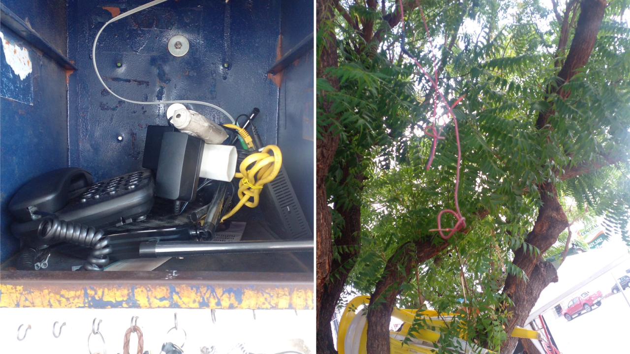 Bandidos furtam cabos e danificam telefone da praça de mototáxi na antiga rodoviária de Patos