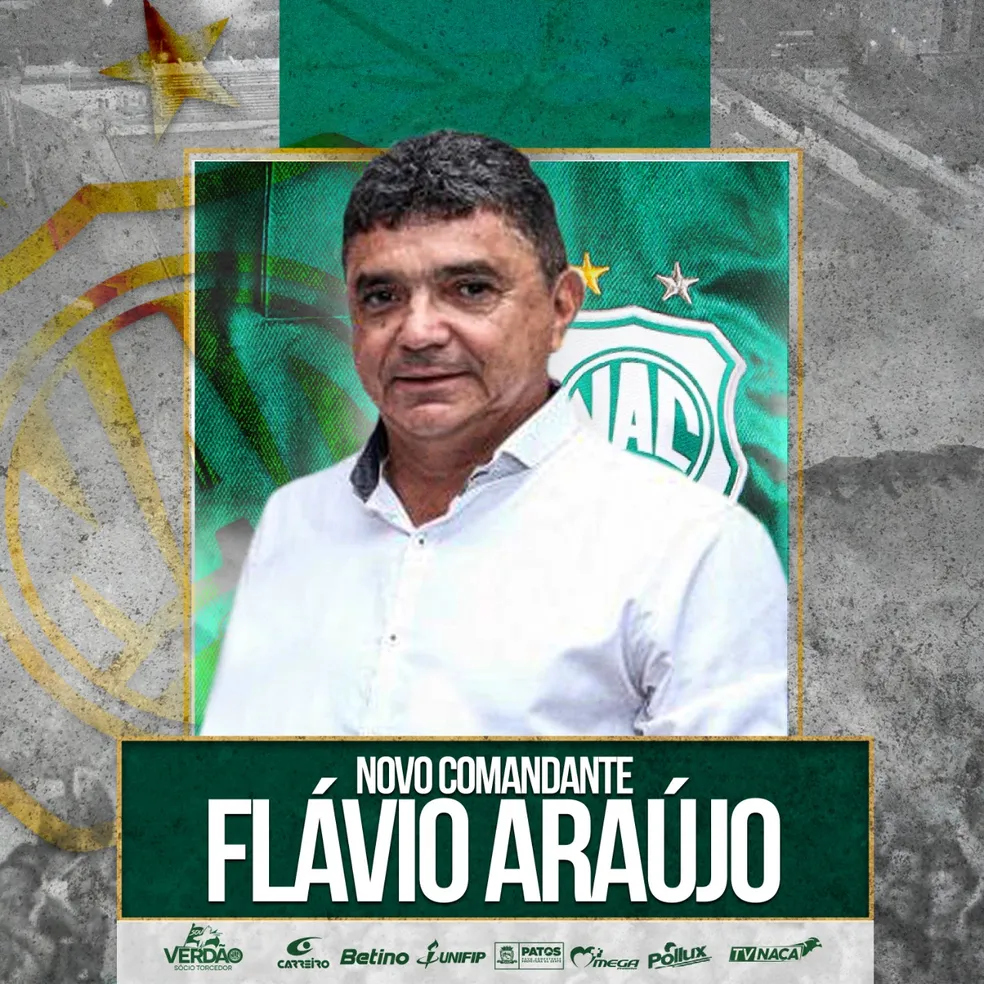Após saída de Lamar, Nacional de Patos anuncia Flávio Araújo, ex-Campinense, como novo técnico para a sequência da temporada