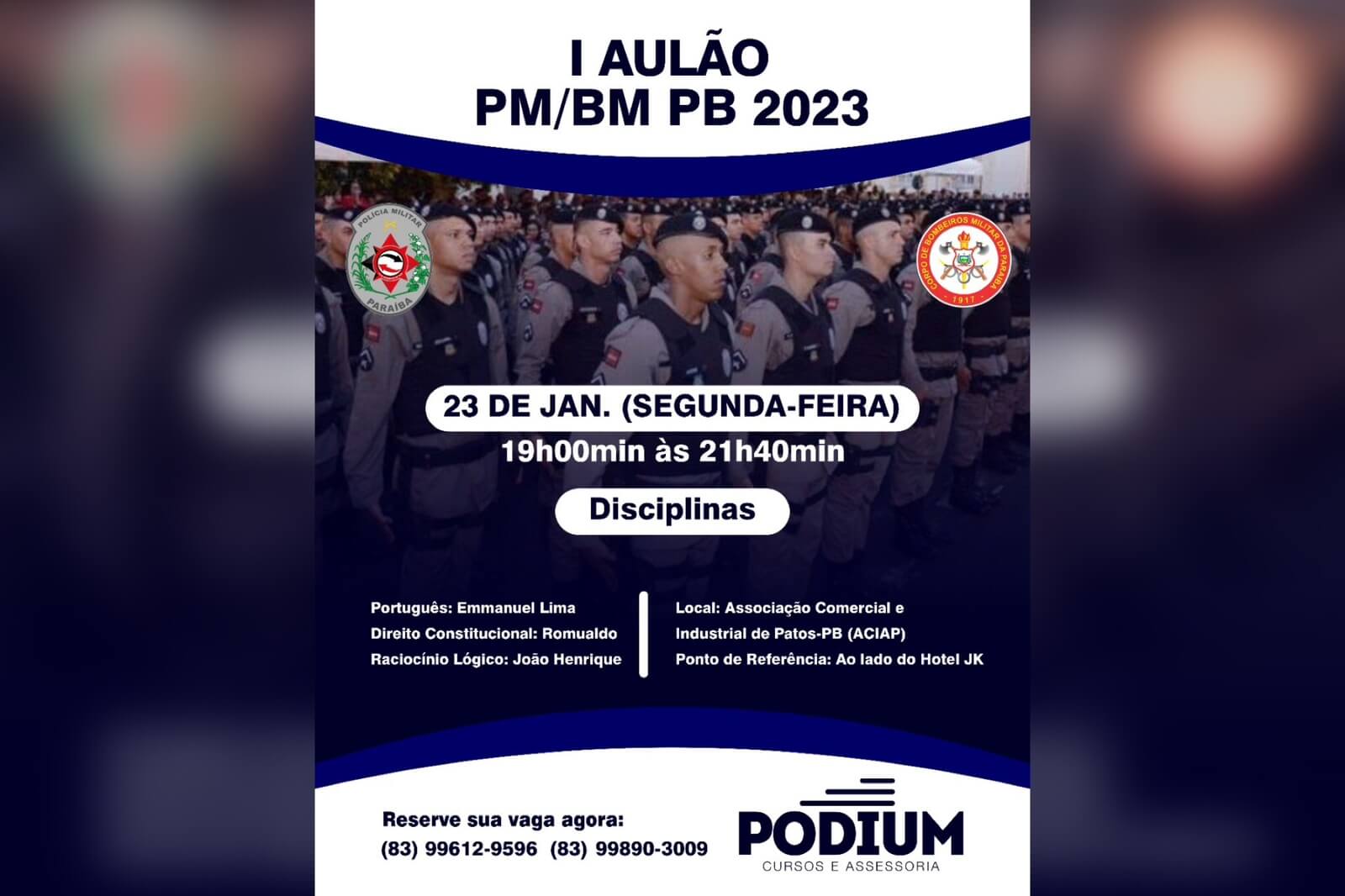 Primeiro Aulão para o Concurso da PM/BM acontecerá hoje em Patos-PB