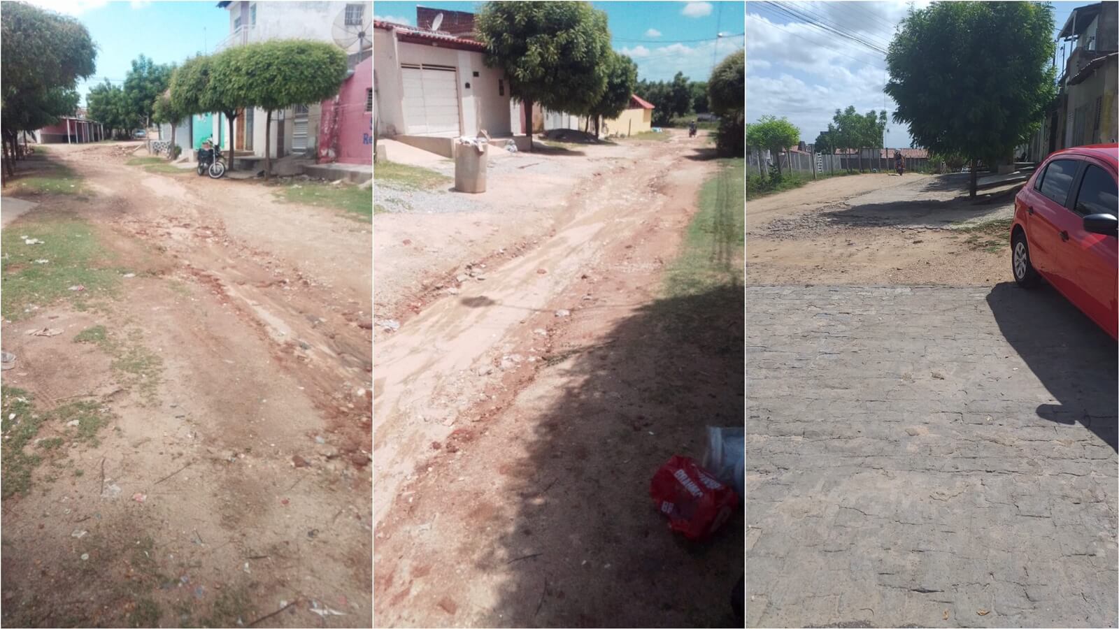 Moradores da Rua Justiniano Guedes, no bairro Jatobá, cobram pavimentação do local; prefeitura diz que rua está no cronograma de serviços