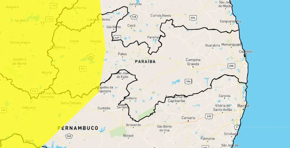 Inmet emite alerta de chuvas intensas para 65 cidades do Sertão; veja lista
