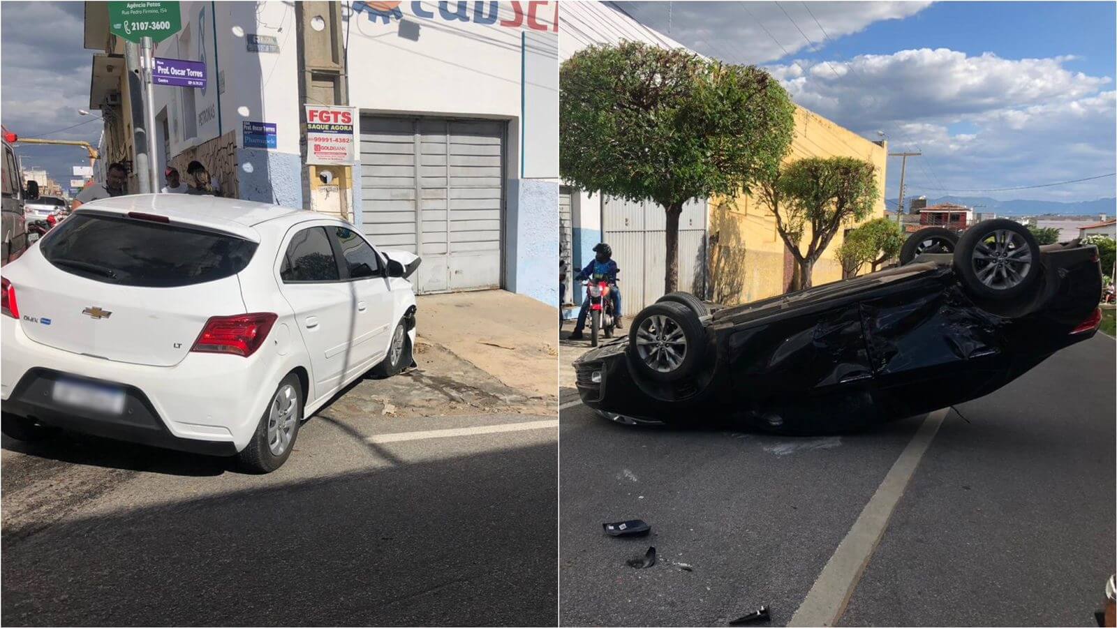 VÍDEO: Colisão entre dois carros é registrada na tarde deste domingo (29), no Centro de Patos