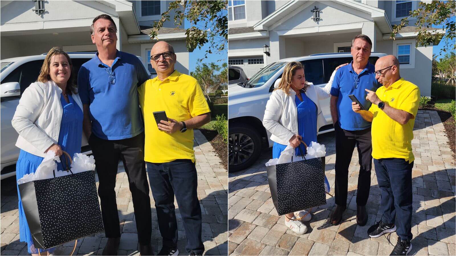 Pastores naturais de Santa Terezinha-PB se encontram com ex-presidente Bolsonaro nos Estados Unidos e registram o fato. VÍDEO