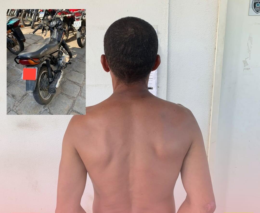 Polícia Militar recupera moto furtada e prende acusado, em Patos