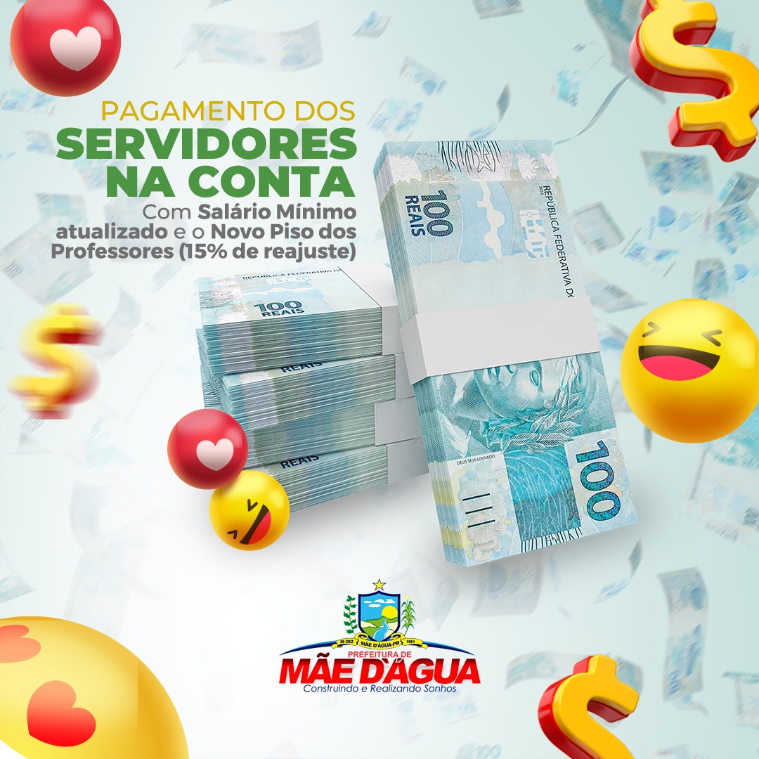 Prefeitura de Mãe d'Água realiza pagamento com novo salário e 15% de aumento para os professores