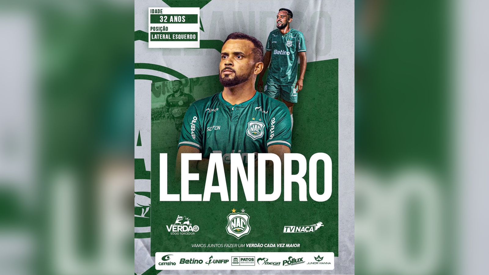 Nacional de Patos anuncia contratação do lateral Leandro Mendes como novo reforço para o Paraibano 2023